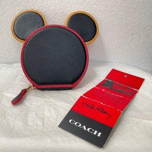 NWT Coach X Disney Keith Haring Mickey Coin Case Black